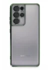 Mey İthalat®  Samsung Galaxy S21 Ultra Kılıf  Lensli Silikon - Yeşil