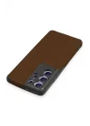 Mey İthalat®  Samsung Galaxy S21 Ultra Kılıf Loop Deri Silikon - Kahverengi