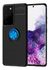 Mey İthalat®  Samsung Galaxy S21 Ultra Kılıf Range Yüzüklü Silikon - Siyah-Mavi
