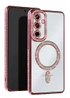 Mey İthalat®  Samsung Galaxy S23 FE Joke Simli Magneticsafe Kılıf - Pembe