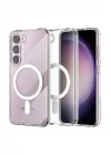 Mey İthalat®  Samsung Galaxy S23 Kılıf Magneticsafe Şeffaf Silikon - Şeffaf