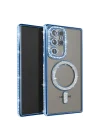 Mey İthalat®  Samsung Galaxy S23 Ultra Joke Simli Magneticsafe Kılıf - Mavi