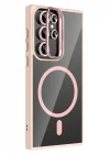 Mey İthalat®  Samsung Galaxy S23 Ultra Remim Lensli Magsafe Standlı Kapak - Pembe