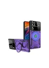 Mey İthalat®  Samsung Galaxy S24 Ultra Kılıf Joy Lens Standlı Kapak - Mor