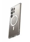 Mey İthalat®  Samsung Galaxy S24 Ultra Kılıf Magneticsafe Şeffaf Silikon - Şeffaf
