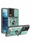 Mey İthalat®  Samsung Galaxy S25 Edge Pars Lens Yüzüklü Silikon - Yeşil