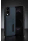 Mey İthalat®  Samsung Galaxy S25 Edge Sara Kartvizitli Deri Kılıf - Siyah