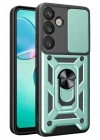 Mey İthalat®  Samsung Galaxy S25 FE Pars Lens Yüzüklü Silikon - Yeşil