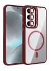 Mey İthalat®  Samsung Galaxy S25 Remim Lensli Magsafe Standlı Kapak - Bordo