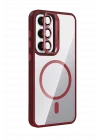 Mey İthalat®  Samsung Galaxy S25 Remim Lensli Magsafe Standlı Kapak - Bordo