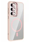 Mey İthalat®  Samsung Galaxy S25 Remim Lensli Magsafe Standlı Kapak - Pembe
