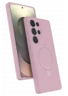 Mey İthalat®  Samsung Galaxy S25 Ultra Regal Magsafe Standlı Kapak - Açık Pembe