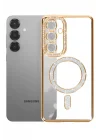 Mey İthalat®  Samsung Galaxy S26 Joke Simli Magneticsafe Kılıf - Gold