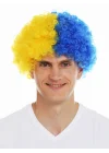 Mey İthalat® Sarı Lacivert Kıvırcık Afro Bonus Peruk Taraftar Bonus Saç