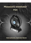 Mey İthalat® Şarjlı USB Fan – Masaüstü Mini Vantilatör, Taşınabilir, Işıklı, 3 Kademeli, Sessiz