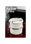 Mey İthalat® Sefer Tası Yemek Kabı Paslanmaz Çelik 2 Katlı 14 cm 1.3 LİTRE