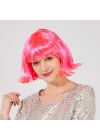 Mey İthalat® Şeker Pembe Renk Parti Peruğu Küt Saç