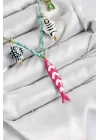 Mey İthalat® Seramik Motifli Pembe Balık Figürlü Model Mavi İp Kadın Kolye