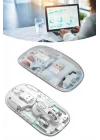 Mey İthalat® Sessiz Tıklama Çift Modlu Bluetooth Ve Alıcı Şeffaf Mouse Fare