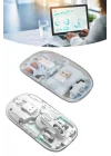 Mey İthalat® Sessiz Tıklama Çift Modlu Bluetooth Ve Alıcı Şeffaf Mouse Fare