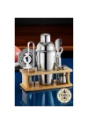 Mey İthalat® Shaker Kokteyl Set - 7 Parça 550 ML Shaker Coctail Set  Bambu Standlı 721826