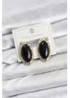 Mey İthalat® Siyah Badem Model Vintage Kadın Küpe