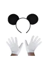 Mey İthalat® Siyah Mickey Mouse Tacı ve Beyaz Eldiven Seti