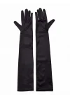 Mey İthalat® Siyah Renk Likralı Dirseğe Kadar Uzun Kumaş Eldiven 40 cm