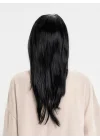 Mey İthalat® Siyah Renk Uzun Parti Peruğu