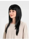 Mey İthalat® Siyah Renk Uzun Parti Peruğu