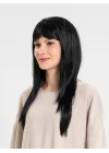 Mey İthalat® Siyah Renk Uzun Parti Peruğu