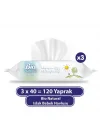 Mey İthalat®   Bio Natural Islak Havlu Mendil 3x40 120 Yaprak
