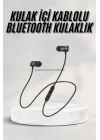 Mey İthalat® Sports Mıknatıslı Siyah Bluetooth Kulaklık Kablolu Uzun Pil Ömrü