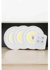 Mey İthalat® Spot Lamba Led Işık 3lü Uzaktan Kumandalı Pilli Yapışkanlı Kablosuz