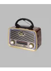 Mey İthalat® Taşınabilir Nostalji Radyo Bluetooth USB AUX Girişli