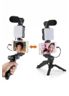 Mey İthalat® Telefon Tutucu Mikrofonlu Işıklı Youtuber Video Kayıt