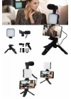 Mey İthalat® Telefon Tutucu Mikrofonlu Işıklı Youtuber Video Kayıt