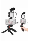 Mey İthalat® Telefon Tutucu Mini Mikrofonlu Tripod Vlog Çekim Video