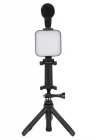 Mey İthalat® Telefon Tutucu Mini Mikrofonlu Tripod Vlog Çekim Video