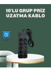 Mey İthalat® Termal Koruma Sistemli USB Type-C 10’lu Grup Priz 2m 2500W Güç Kapasiteli