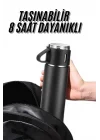 Mey İthalat® Termos Seti 3lü Bardak Seti Isı Dayanıklı Siyah Paslanmaz Çelik Vakumlu