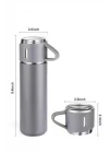 Mey İthalat® Termos Seti Paslanmaz Çelik 3 Bardaklı Vakumlu Termos Set 500 Ml 12 Saate Kadar Isı Koruma
