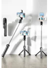 Mey İthalat® Tripod Kablosuz Bluetooth Bağlantılı Selfie Çubuğu 360 Derece Dönebilen