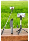 Mey İthalat® Tripod Kablosuz Bluetooth Bağlantılı Selfie Çubuğu 360 Derece Dönebilen