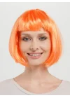 Mey İthalat® Turuncu Renk Küt Parti Peruğu Kısa Takma Saç
