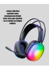 Mey İthalat® Type-C Şarjlı RGB Işıklı Bluetooth  Kulaklığı