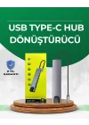 Mey İthalat® Type‑C Dönüştürücü – 2×USB3.0, SD/MS, 4K HDMI & RJ45 ile Profesyonel Kullanım