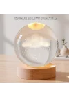 Mey İthalat® USB Bağlantılı 3D Kristal Yağmur Bulutu Lamba Ahşap Tabanlı Dekoratif Aydınlatma