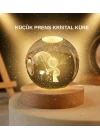 Mey İthalat® USB LED 3D Küçük Prens Kristal Küre Ahşap Standlı Gece Lambası