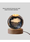 Mey İthalat® USB LED 3D Yağmur Bulutu Kristal Küre Sıcak Işıklı Ahşap Standlı Gece Lambası